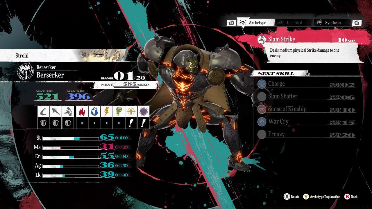 The Berserker uses a battle axe to deal powerful physical blows.