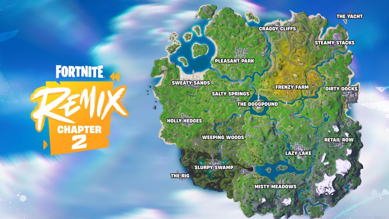 Map changes in Fortnite Chapter 2 Remix
