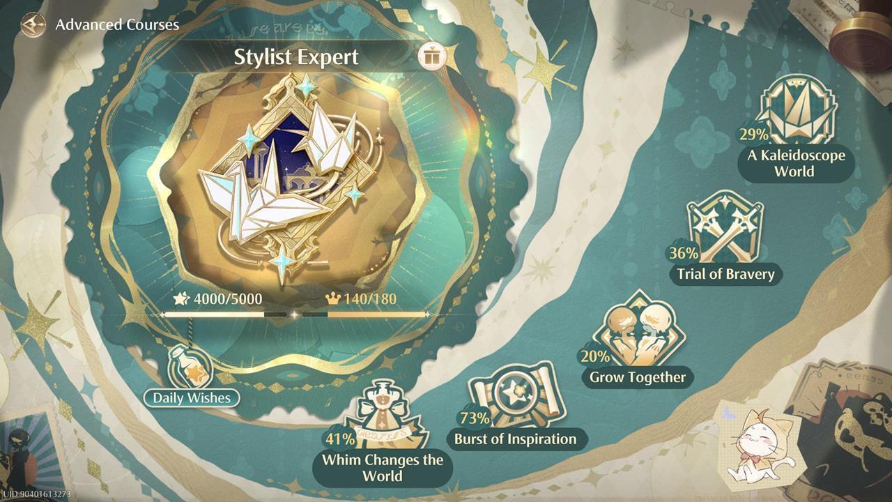 A look at the Advanced Courses menu and Stylist Rank rewards