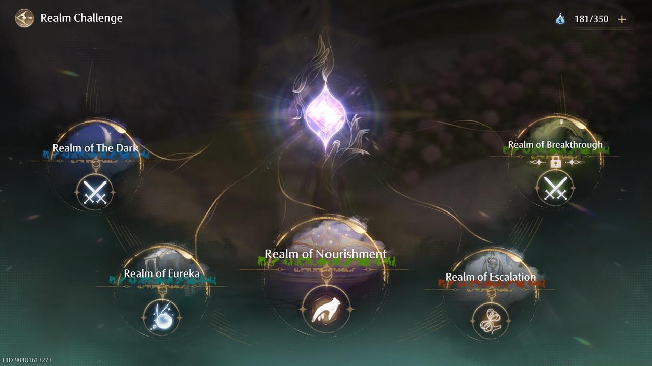 Infinity Nikki's available realm challenges and energy restoration