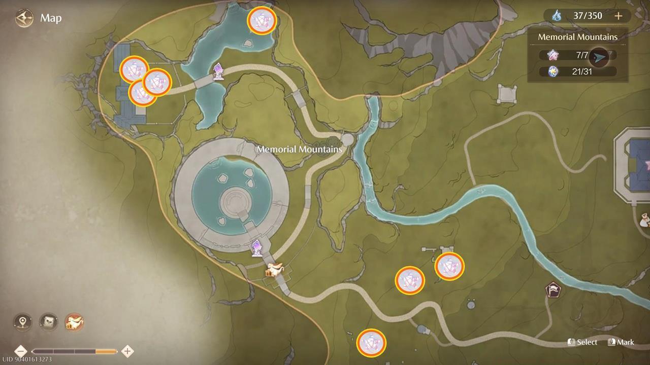 Memorial Mountains Whimstars map