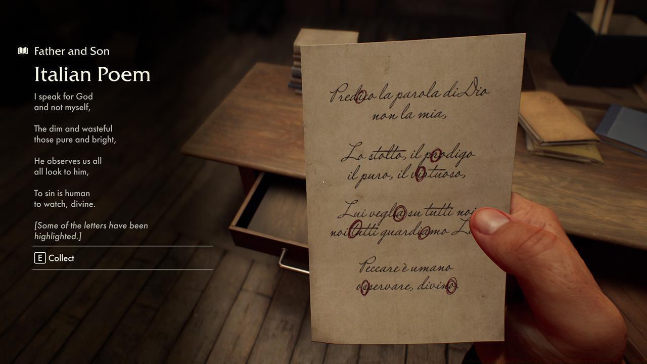 Father and Son: Italian Poem clue