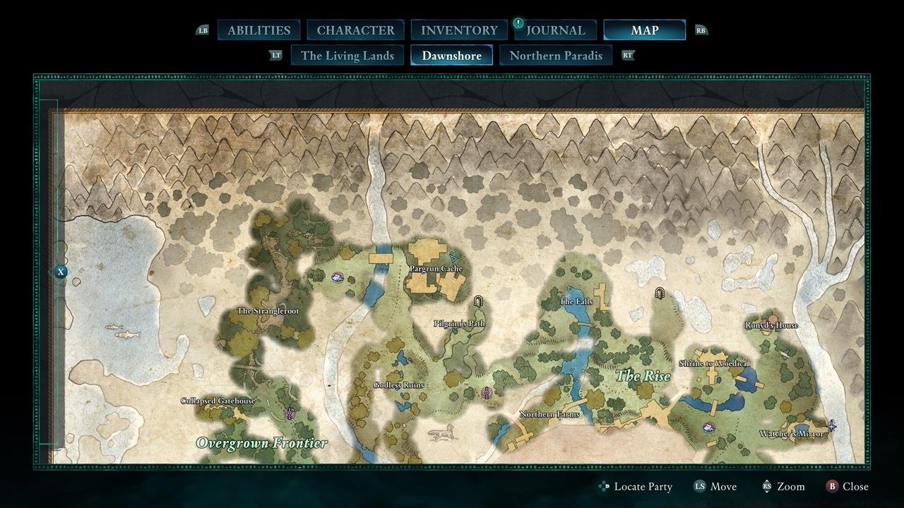 The totem piece is at the top of Pargrun Cahce, in the northeast part of the area.