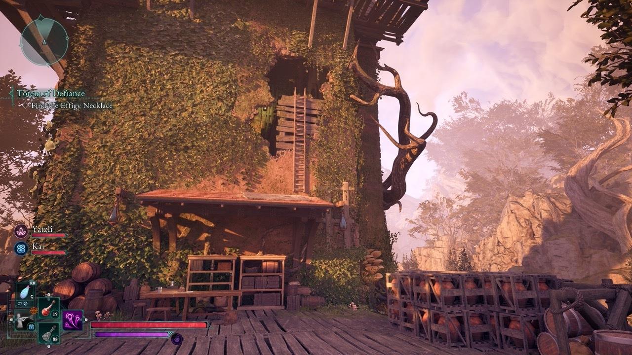 On the south side of the tower, use the crates in this image to reach the first ladder.