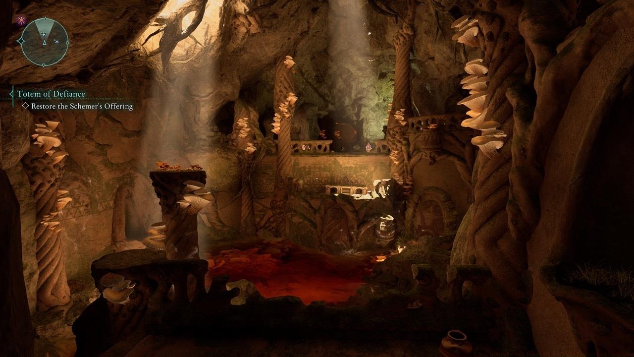 Use the broken platforms to jump to the other side.