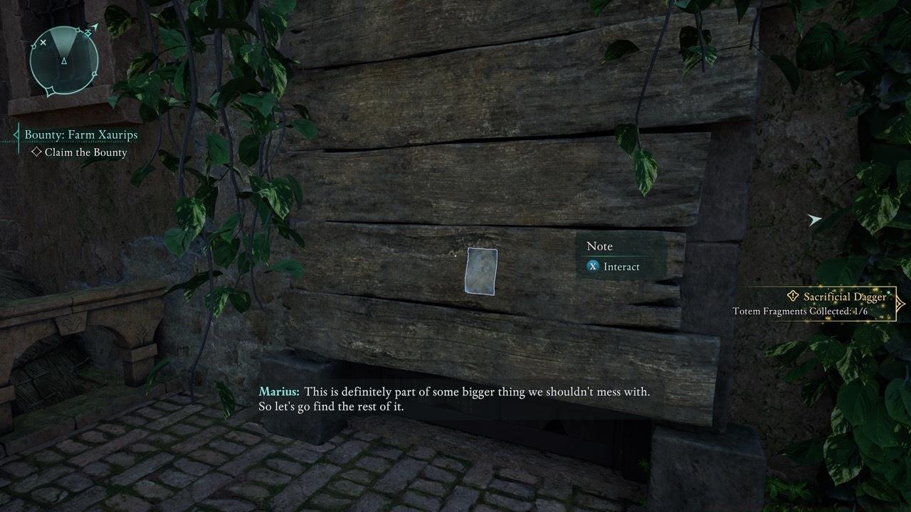 The dagger will be stabbed into the note on the wall.