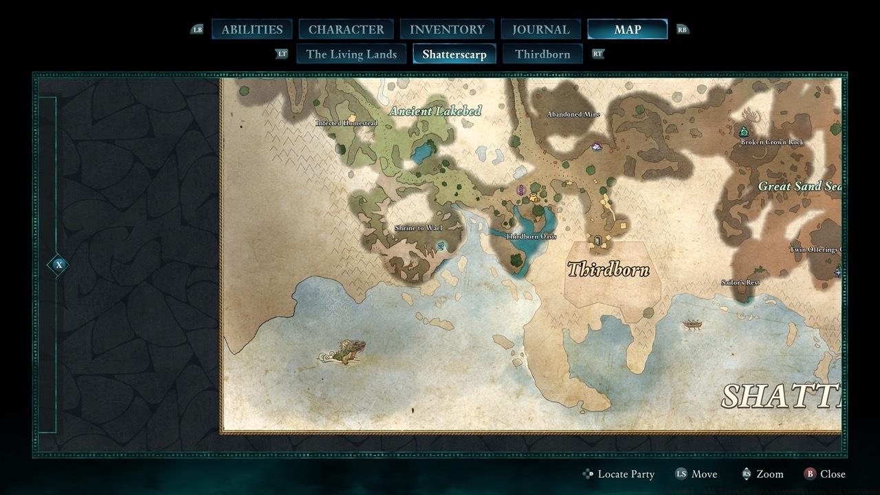 The Shrine to Wael is in the southwest part of Shatterscarp.