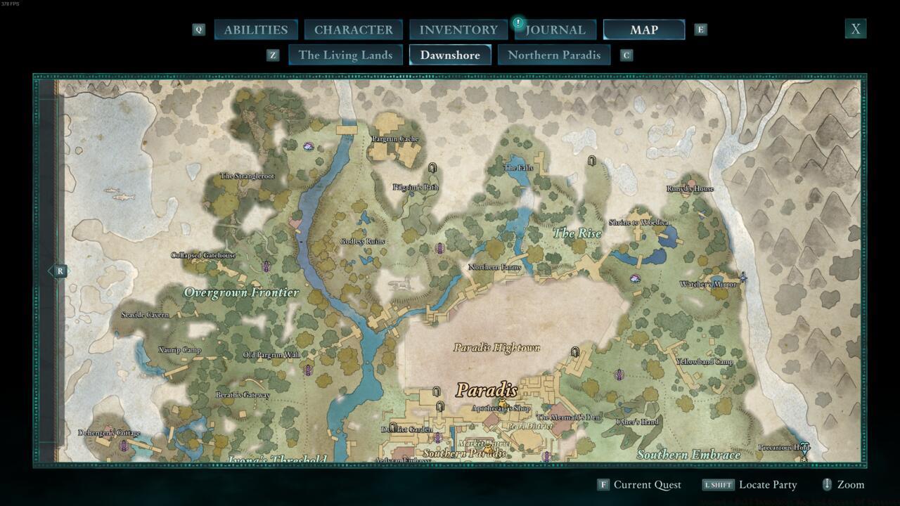 Northern Dawnshore map in Avowed