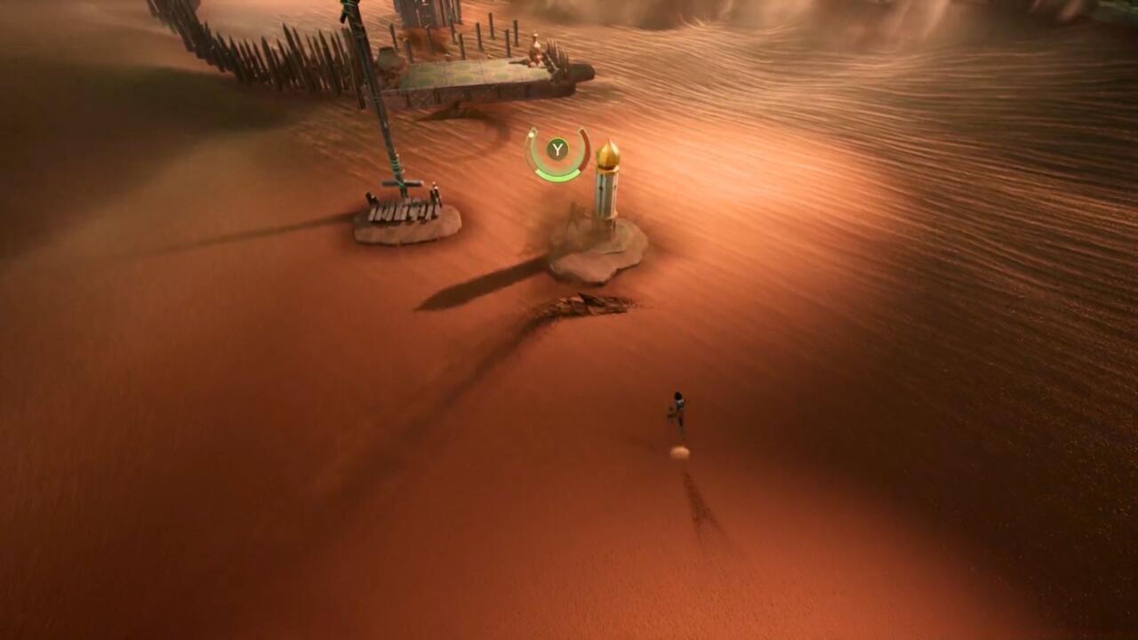 Running to the final platform in the sandfishes' area