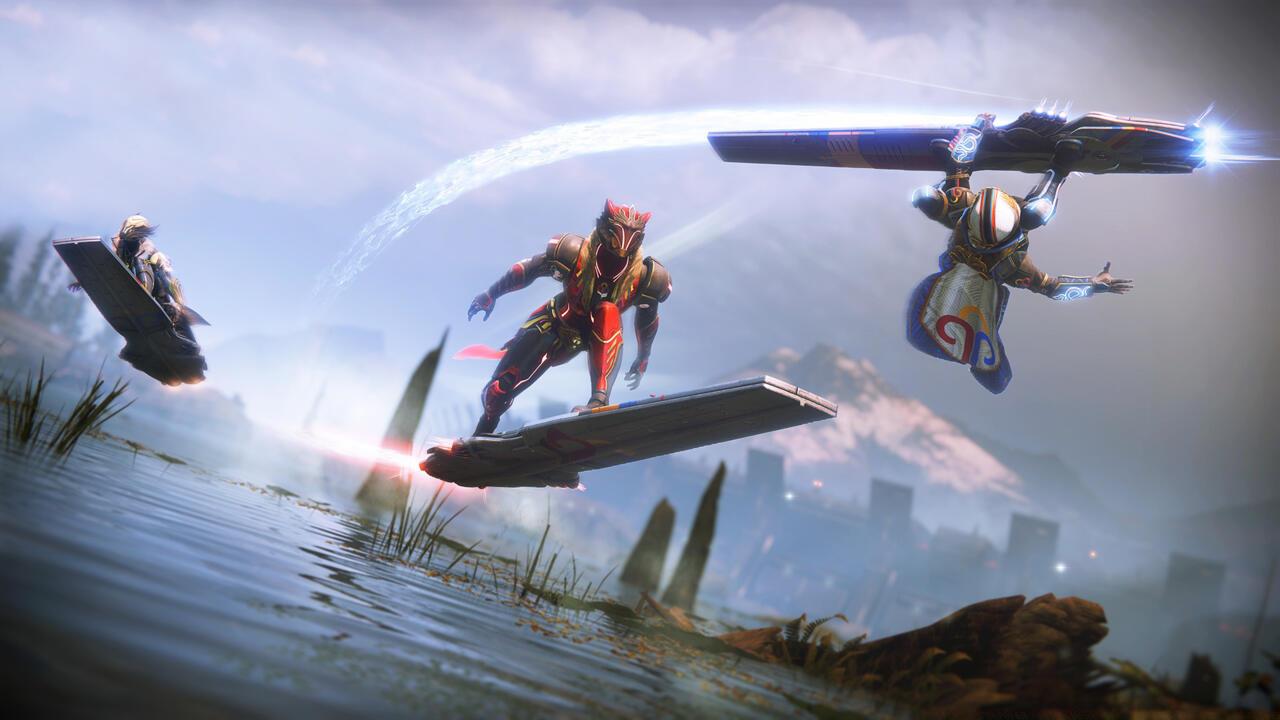 Guardians riding the Allstar Vector Skimmer