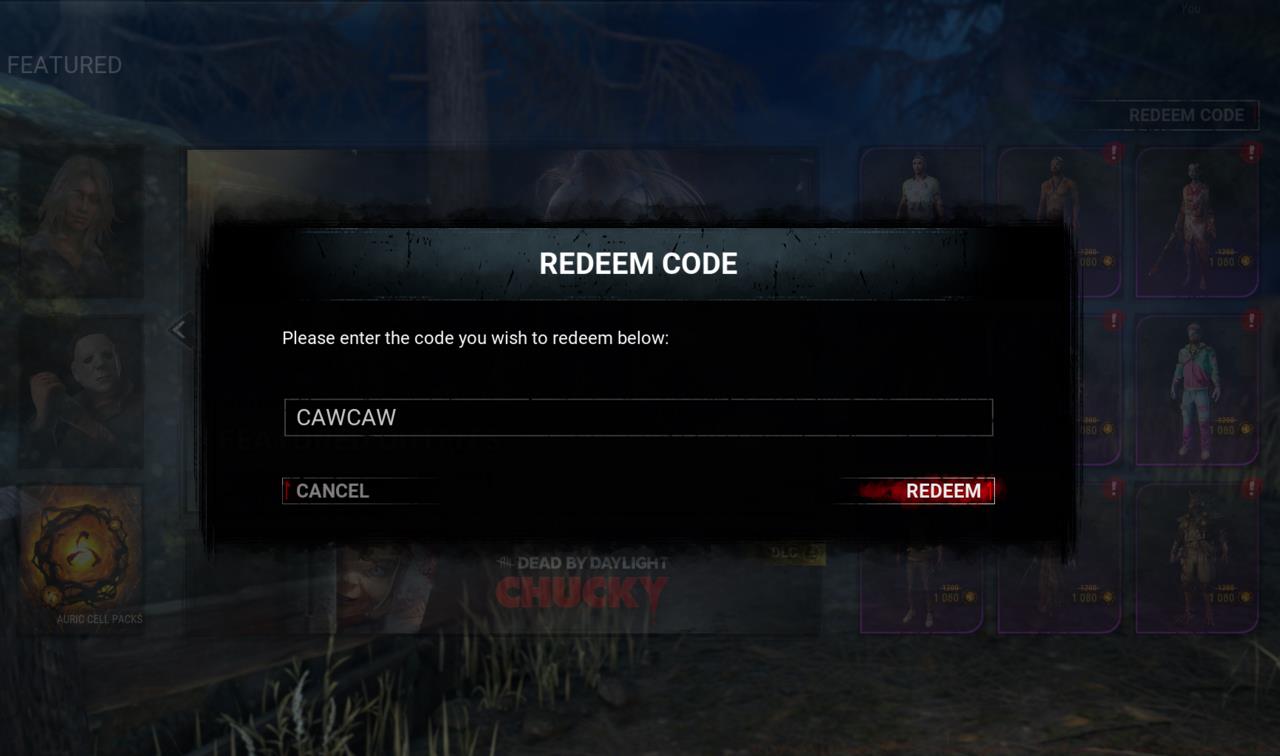 Redeeming a code in Dead by Daylight