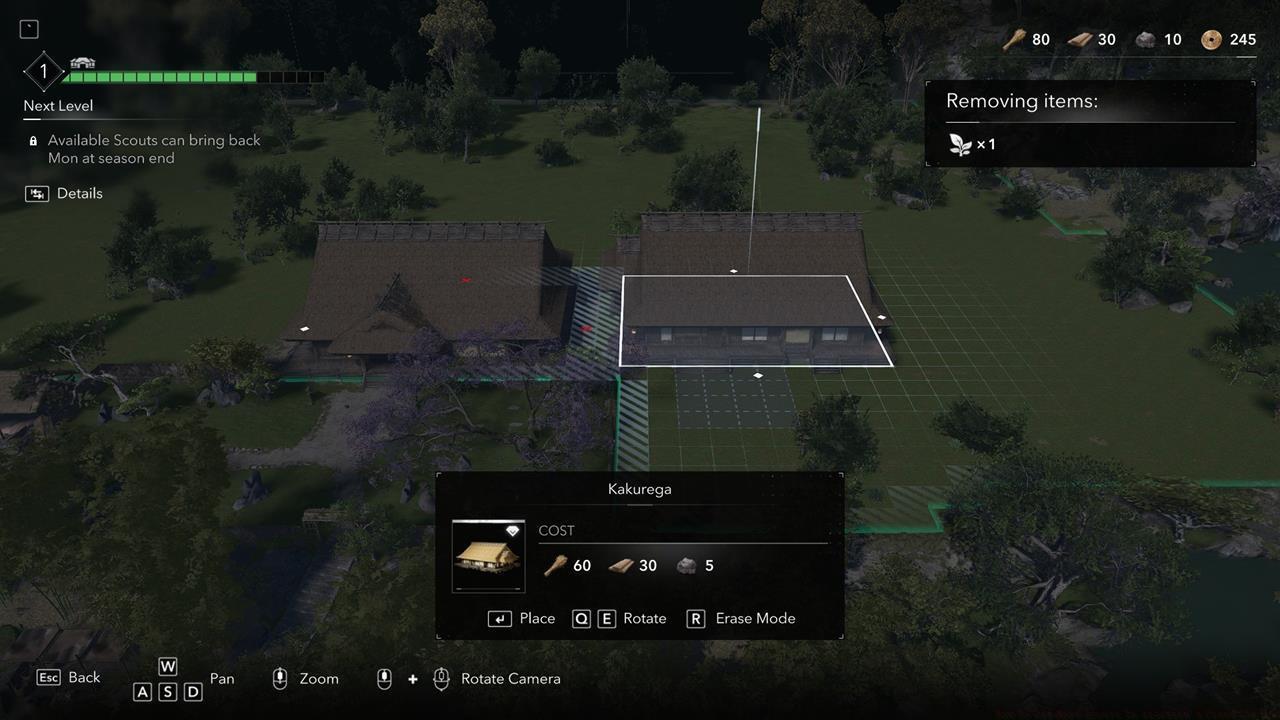 The Kakurega building in your hideout grants your first scout.