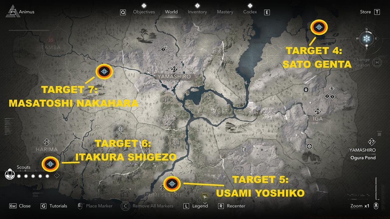 Map of locations: The remaining four Betrayers