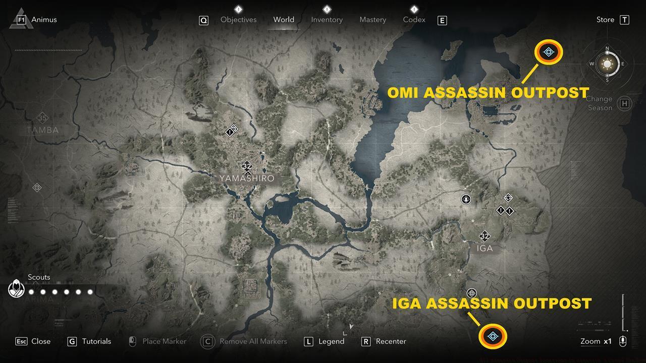 Assassin Outposts in Iga and Omi