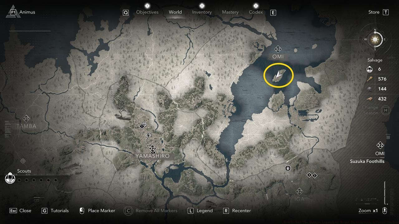 Map of the location of the Namazu legendary mount