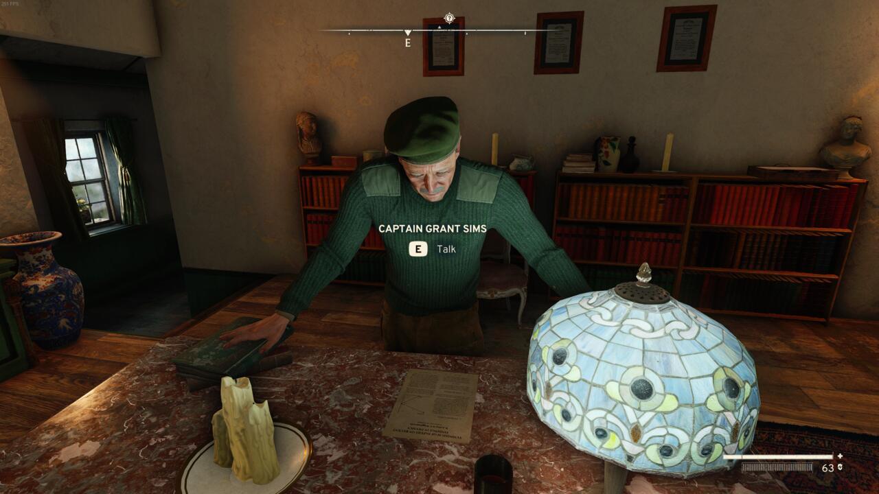 Finding and speaking with Captain Sims