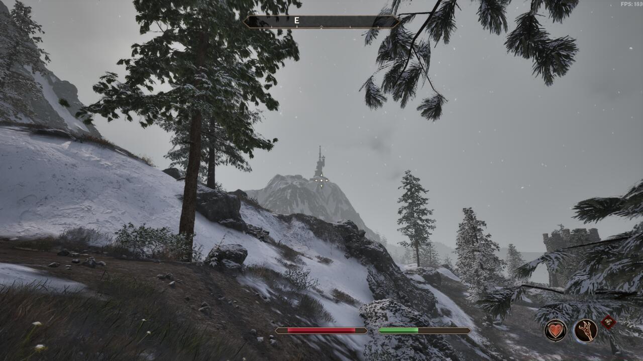 Frostcrag Spire off in the distance outside of Bruma. 