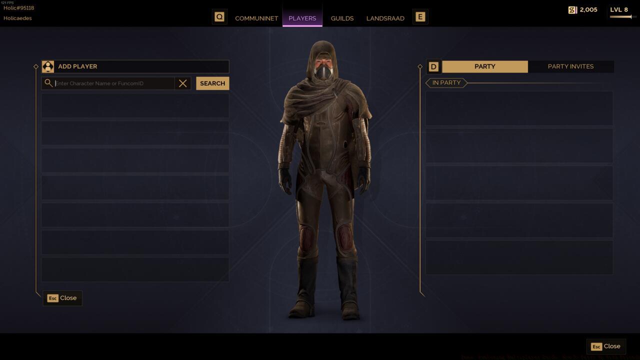 The Social menu in Dune: Awakening