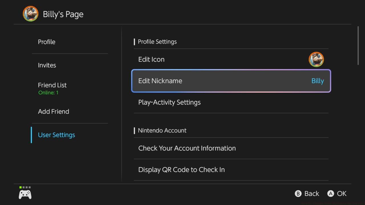 You can also choose to edit your nickname from User Settings.