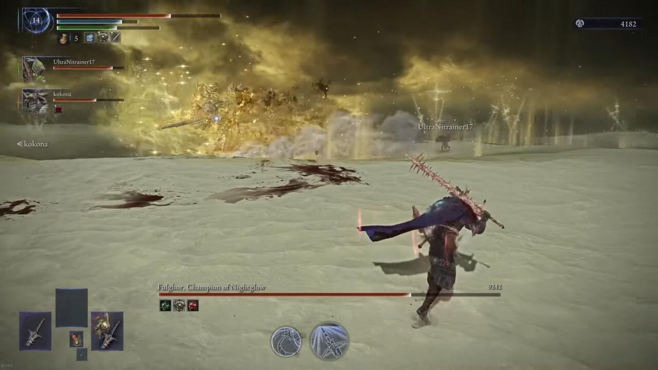 Do not stand in the Darkdrift Knight's golden glow.