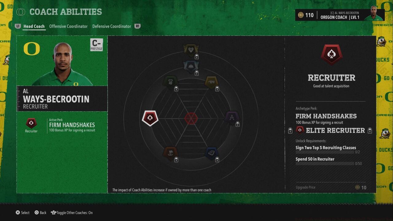 A look at the coaching abilities in Dynasty mode