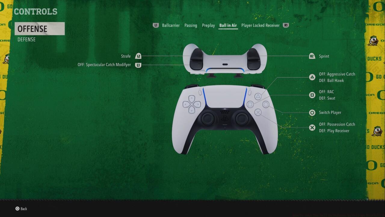 The Ball in Air controls in College Football 26