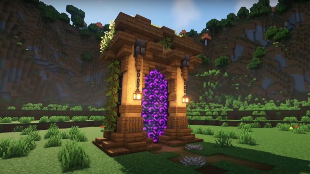 Sleek and simple wood Nether Portal