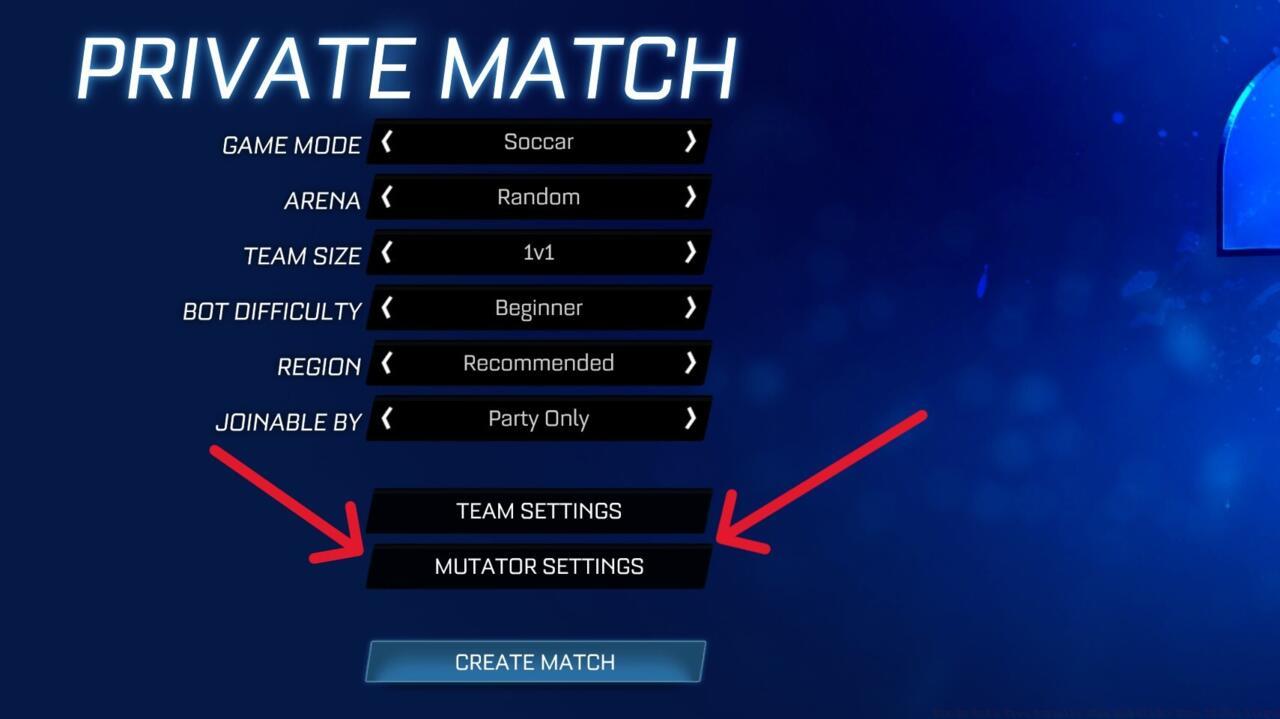 Be sure to set a mutator before you start your private match.