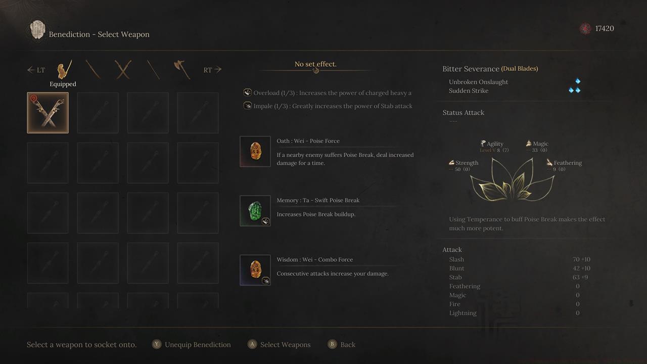 Poise Break and fast attack benedictions