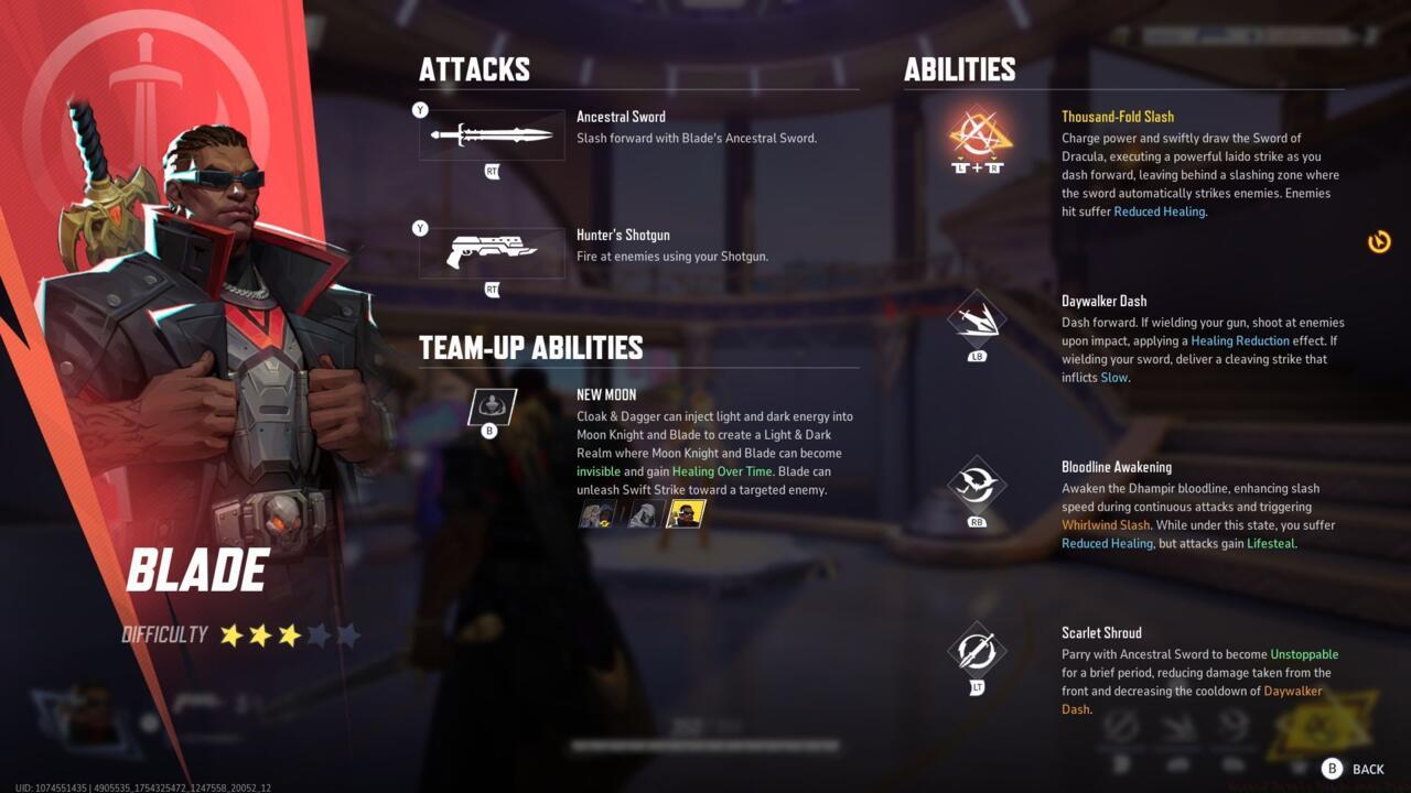 Blade abilities and team-ups