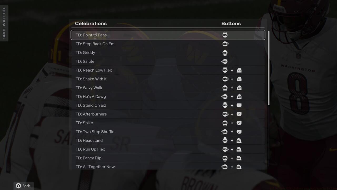 Some of the TD celebrations in Madden 26