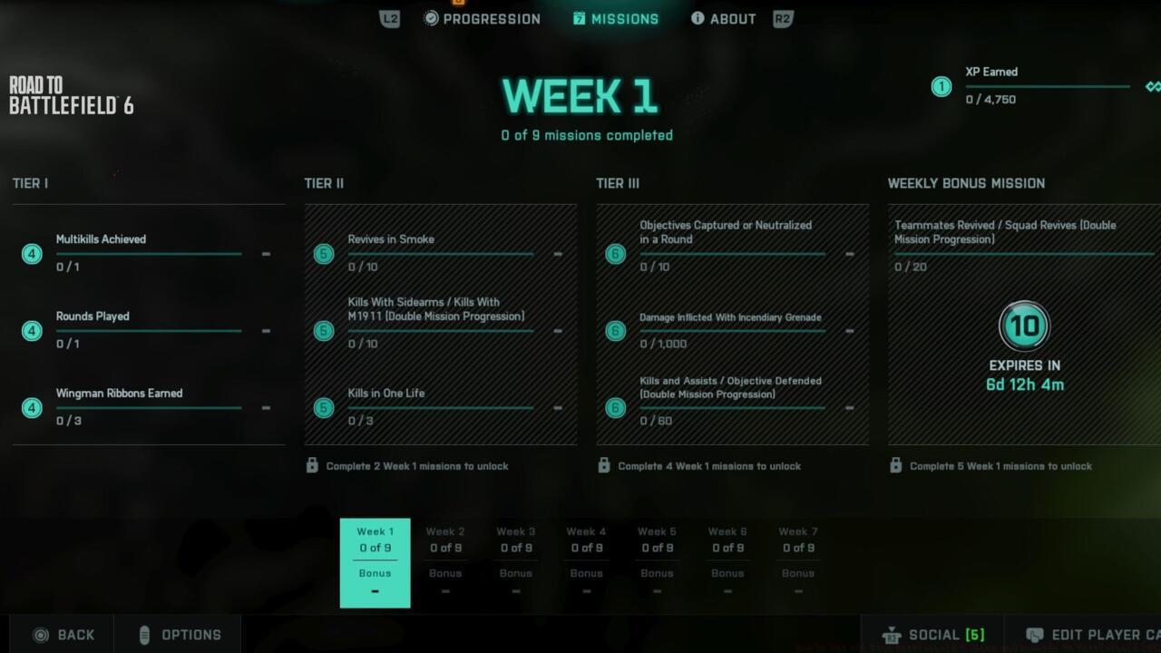 Week 1 missions
