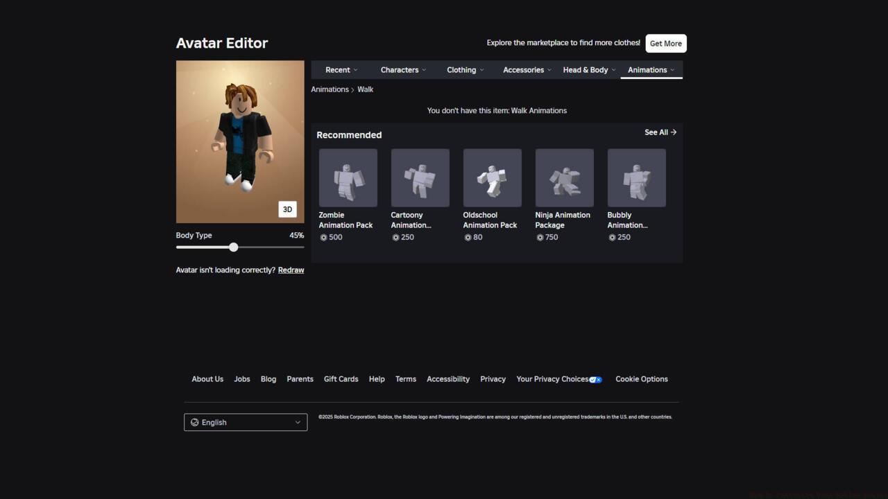 If you have no items of a particular type, you'll see a few recommended items from the Marketplace.