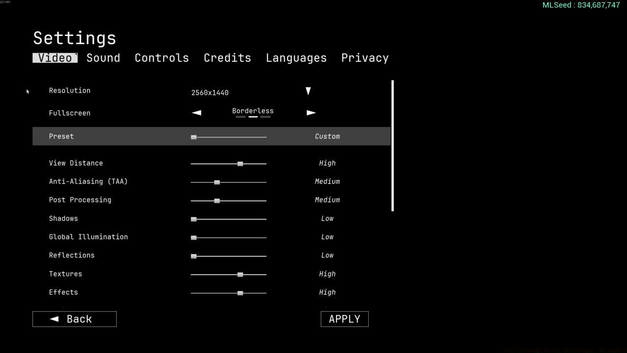 The Video settings in Prologue: Go Wayback