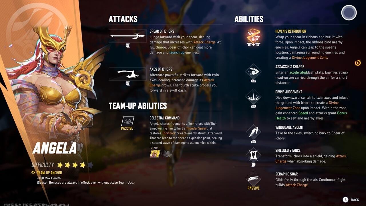Angela abilities and team-ups