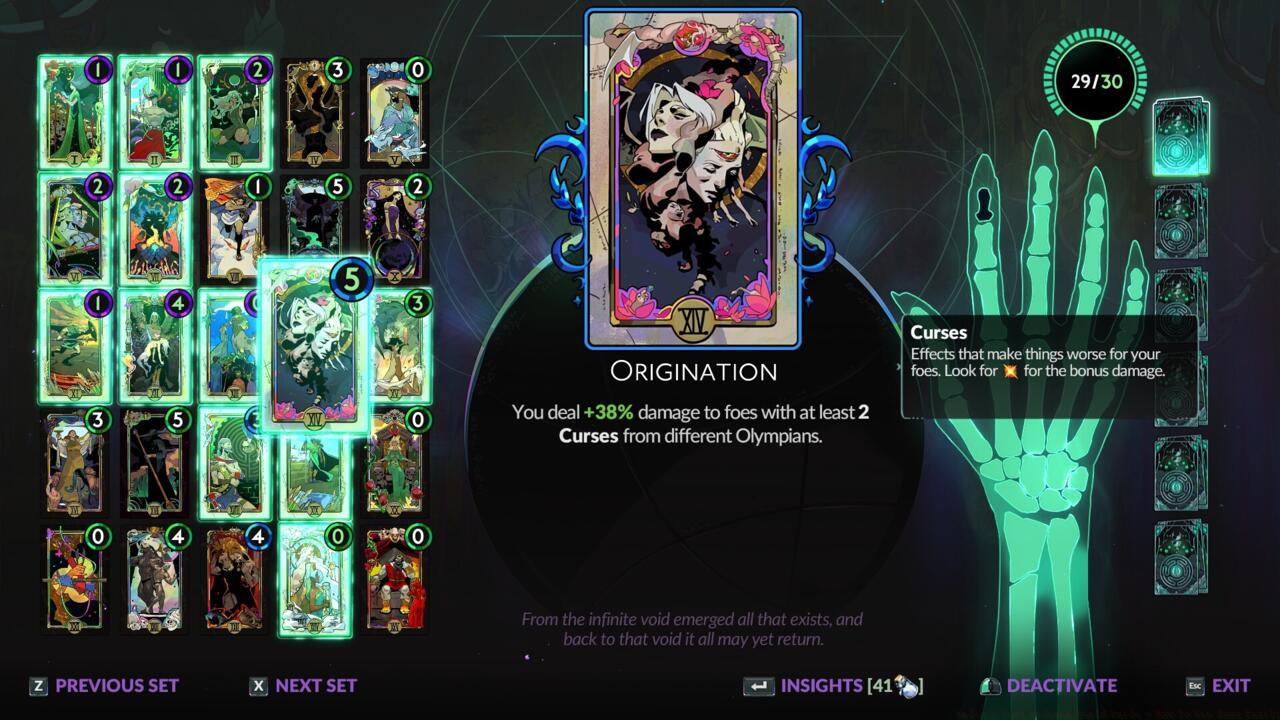 Remember to use your Insights to upgrade Arcana Cards.
