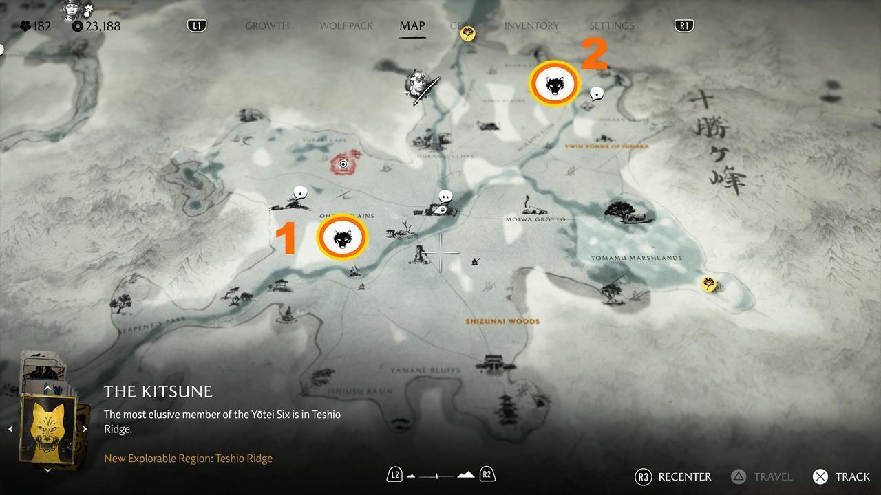 Tokachi Range Wolf Dens map