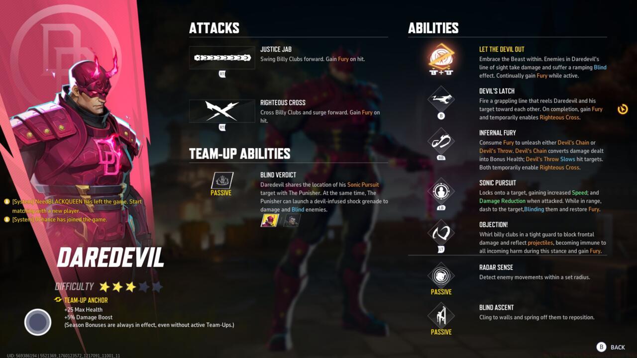 Daredevil abilities and team-ups