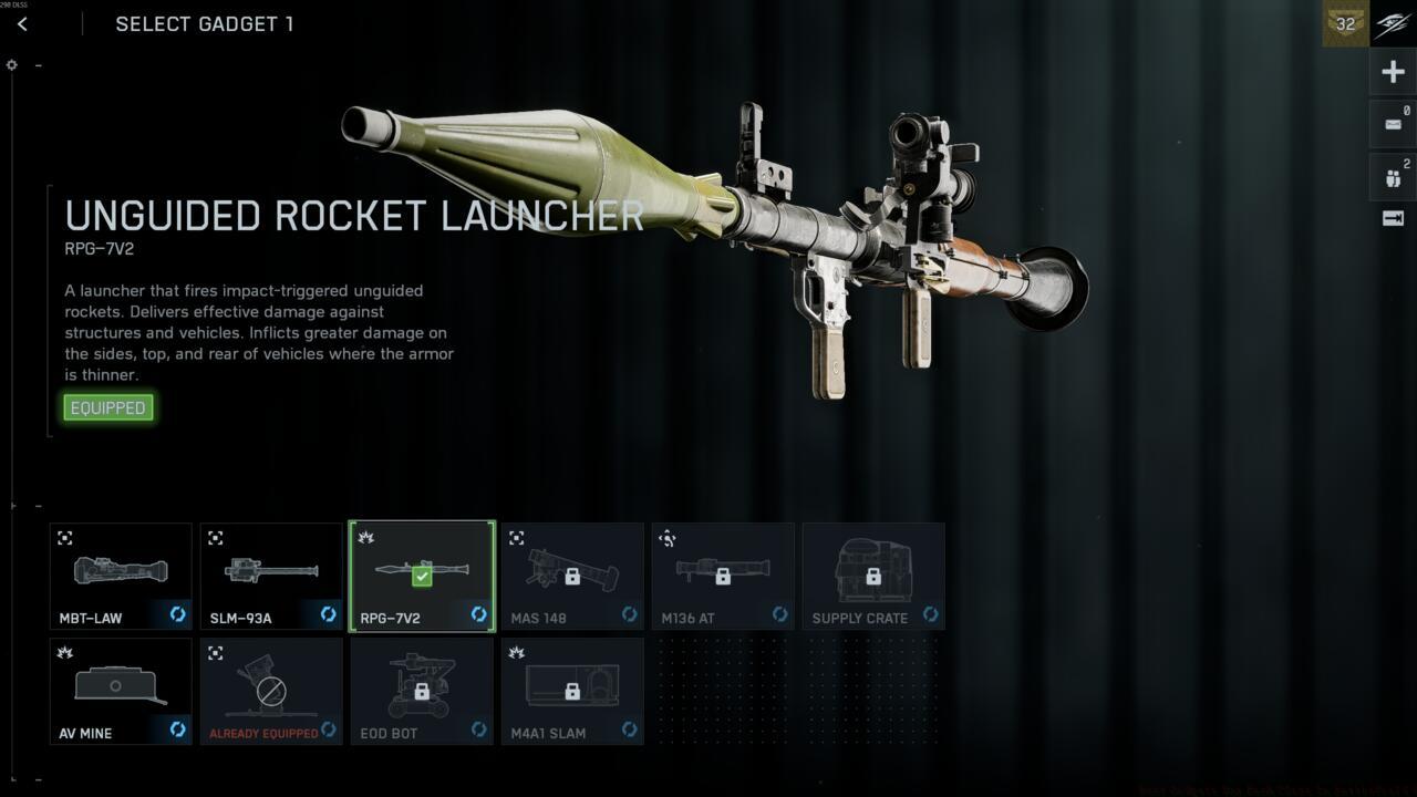 The RPG-7V2 for the Engineer class