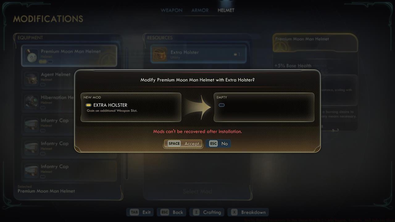 Attach mods via workbenches to gain their effects.