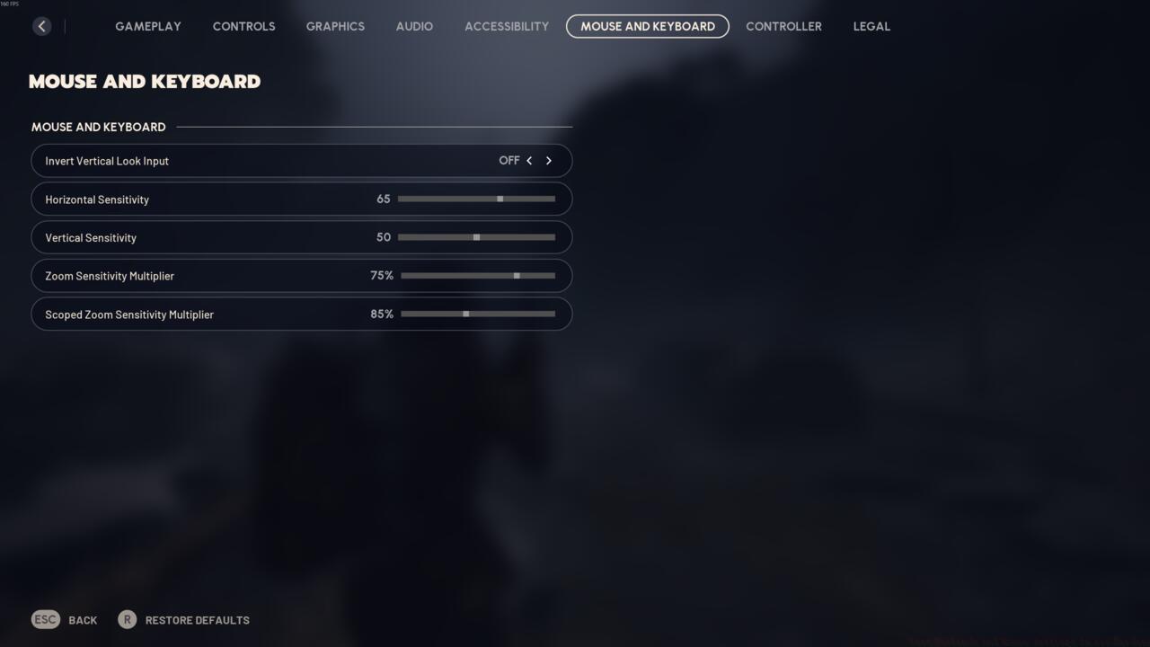 The mouse settings in Arc Raiders