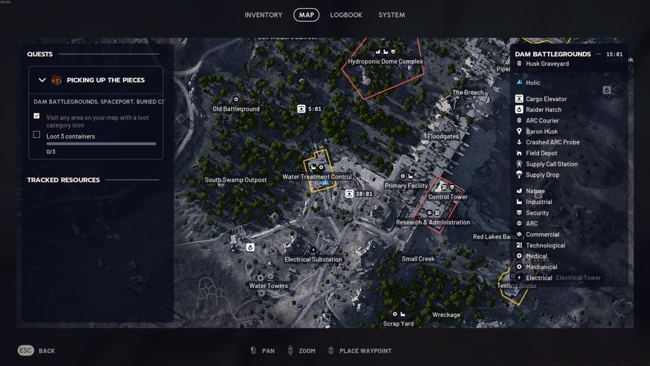 The location of the Dam Surveillance door on Dam Battlegrounds