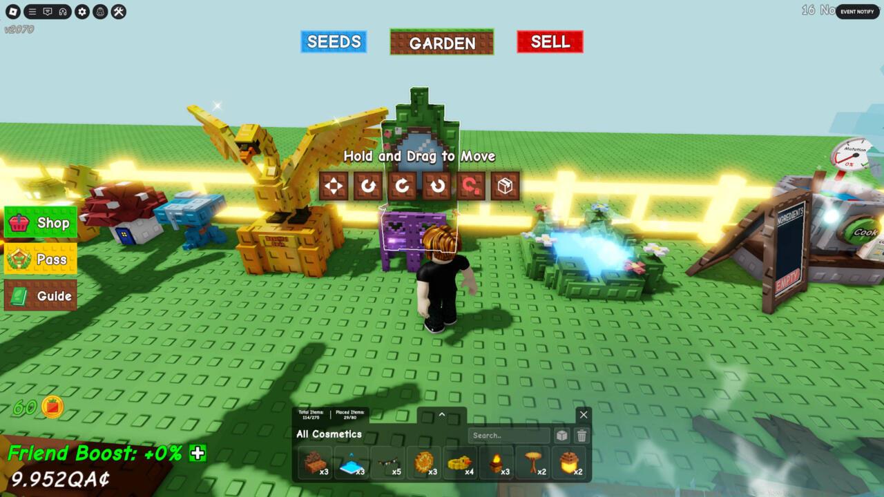 Clicking on a cosmetic item will bring up the UI to allow you to reposition it on your plot.