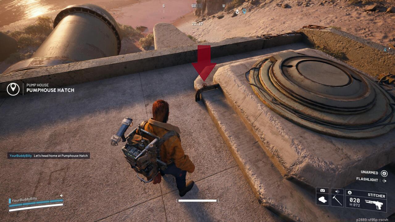 Repair the Raider Hatch by interacting with this pipe.