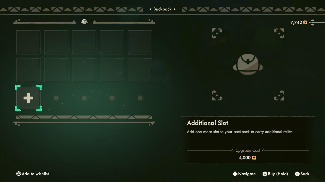 You can unlock additional inventory slots, allowing you to carry even more relics.