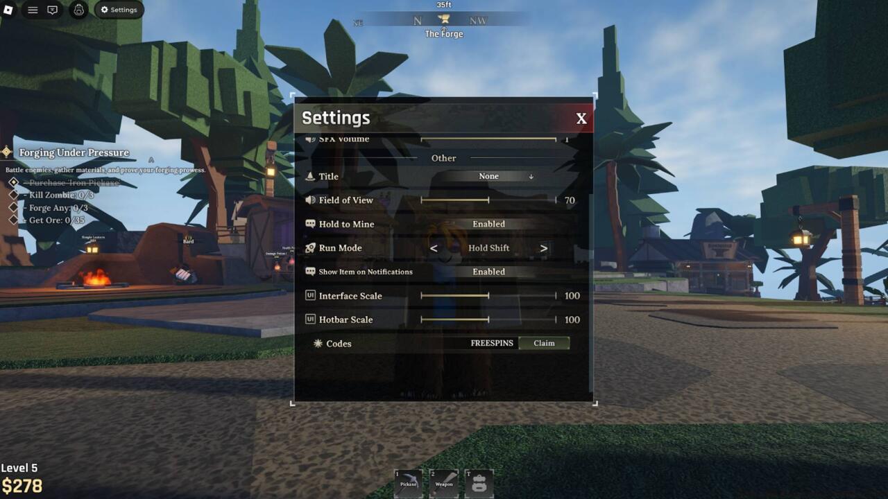 The Force code redemption screen