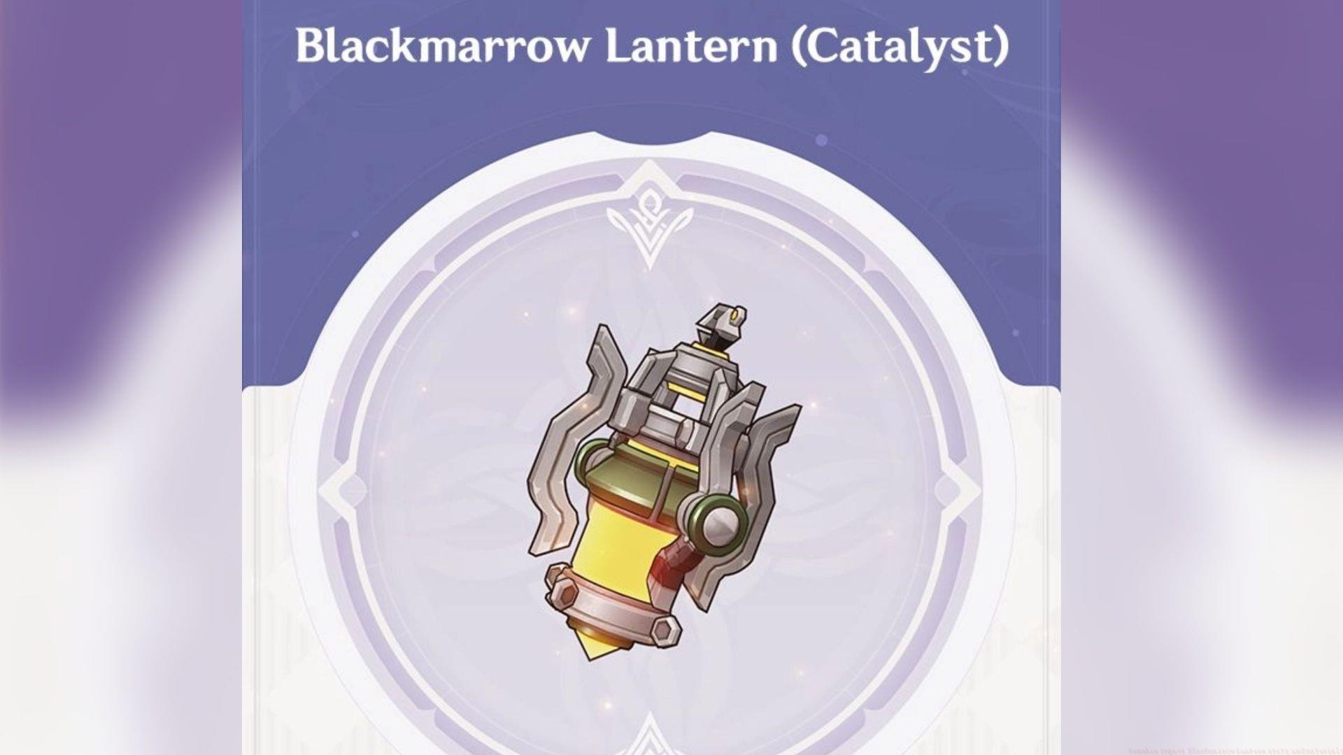 Stats and materials for Nod-Krai craftable Catalyst, Blackmarrow Lantern (Image via HoYoverse)