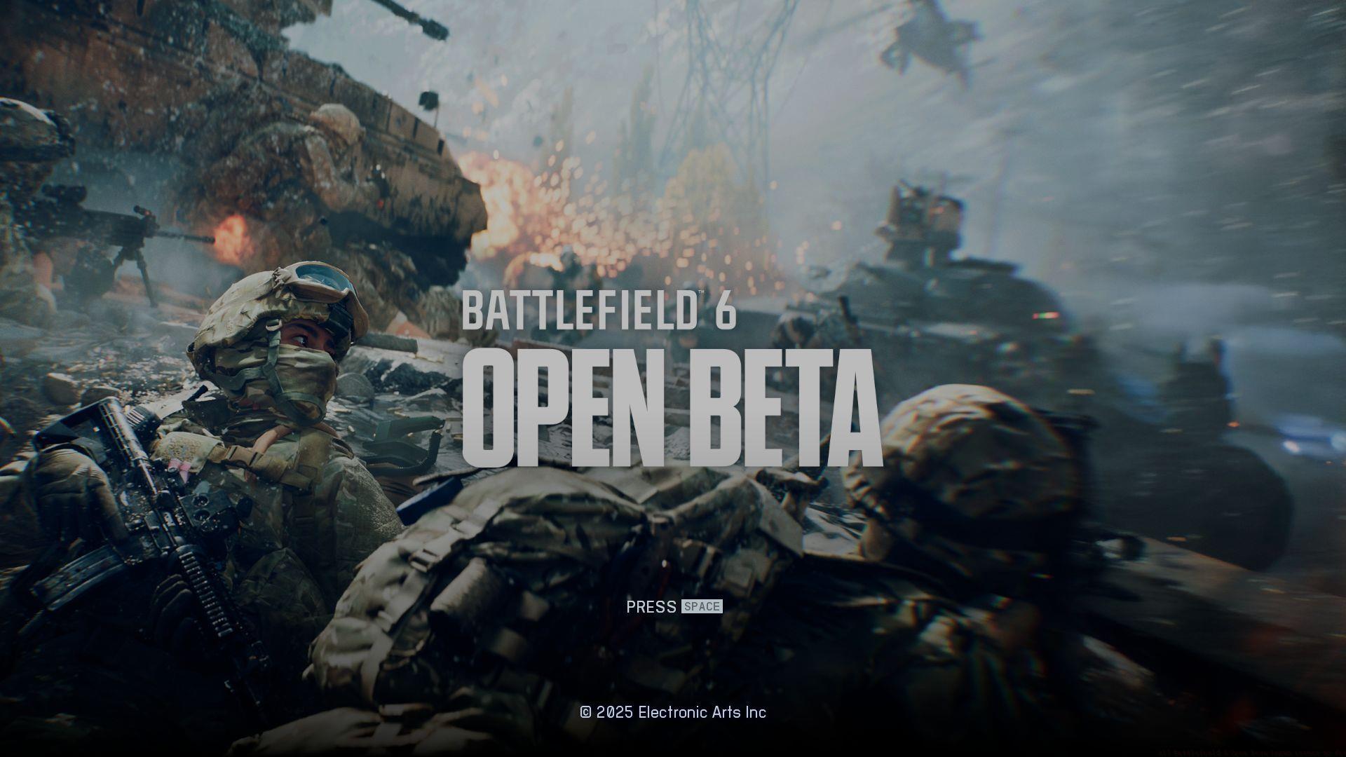 Main menu splash screen in Battlefield 6.