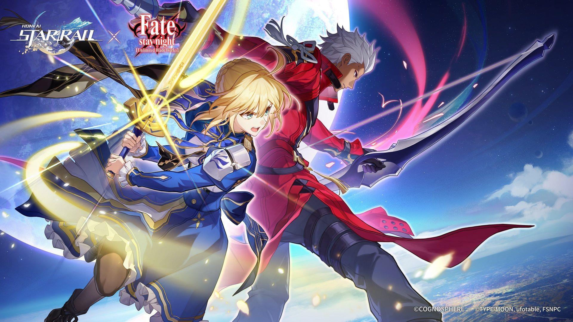 Saber and Archer in the official art for the collab (Image via HoYoverse)