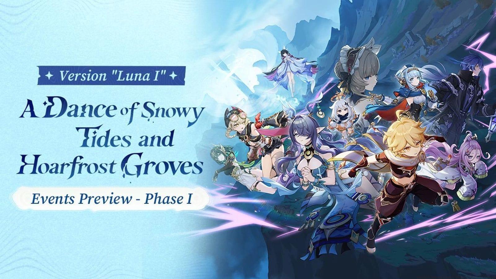 Preview of all the events in Genshin Impact Luna I Phase I (Image via HoYoverse)